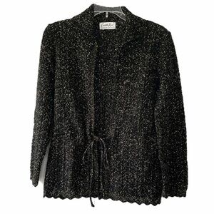 Cuddle Knit vintage black and gold tie cardigan